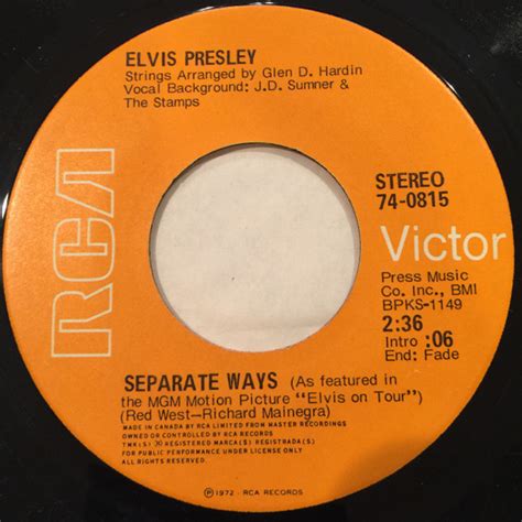 Elvis Presley Separate Ways Always On My Mind 1972 Vinyl Discogs