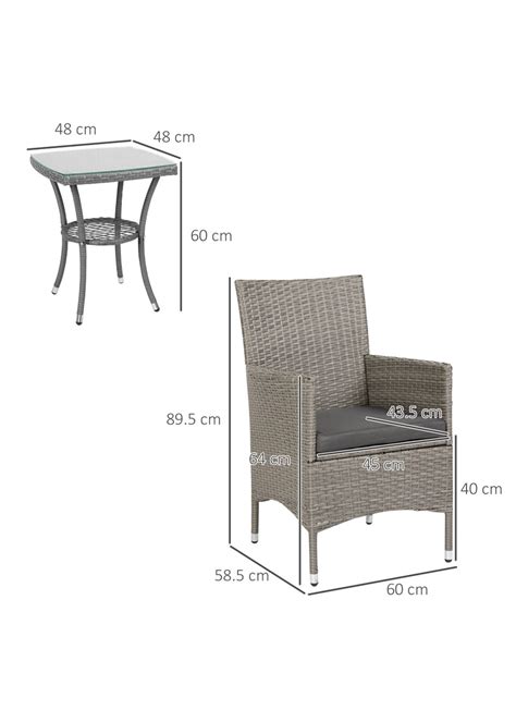 Outsunny Piece Rattan Garden Bistro Furniture Set Matalan