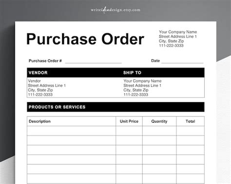 Purchase Order Template Microsoft Word