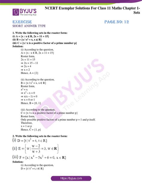 Ncert Exemplar Solutions For Class 11 Maths Chapter 1 Sets Pdf