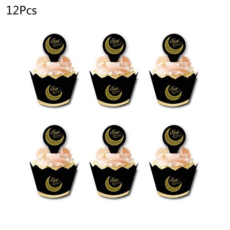 Stks Set Eid Mubarak Cupcake Toppers Cake Cups Grandado