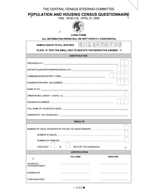 Fillable Online Unstats Un Population And Housing Census Questionnaire