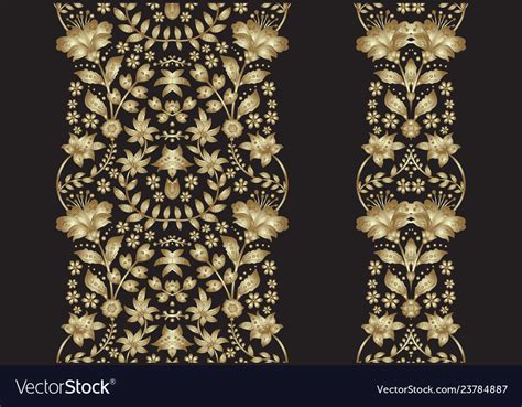 Set Golden Lace Pattern Decorative Elements Vector Image