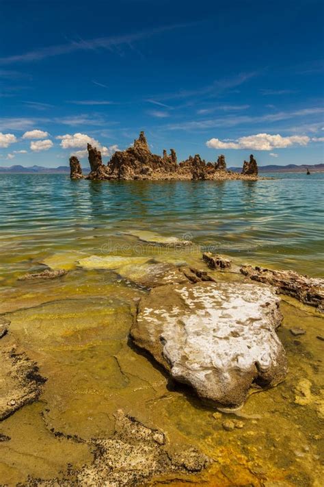 Mono Lake Rock Formations And Vegetation California Usa Stock Image