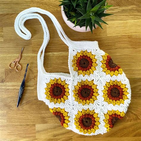 Sunflower Granny Square Tote Bag Crochet Pattern Etsy Uk