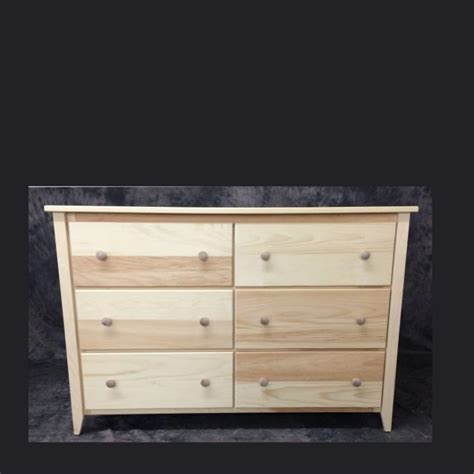 6 Drawer Dresser Unfinished Pine Country Cottage Furniture