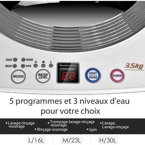 RELAX4LIFE Mini Machine à Laver avec Essorage 240W 3 5KG avec 6