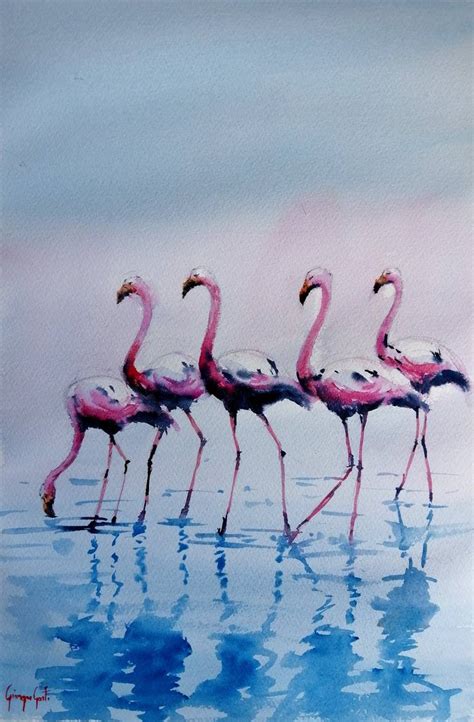 Flamingos 4 Painting By Giorgio Gosti Saatchi Art