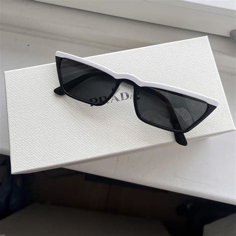 Prada Womens Black And White Sunglasses Depop