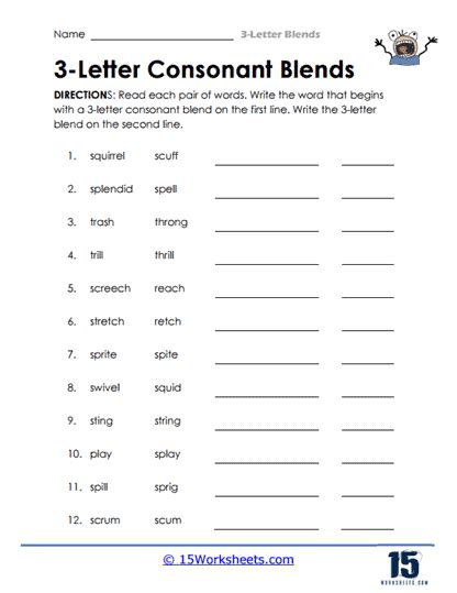 3 Letter Blends Worksheets 15