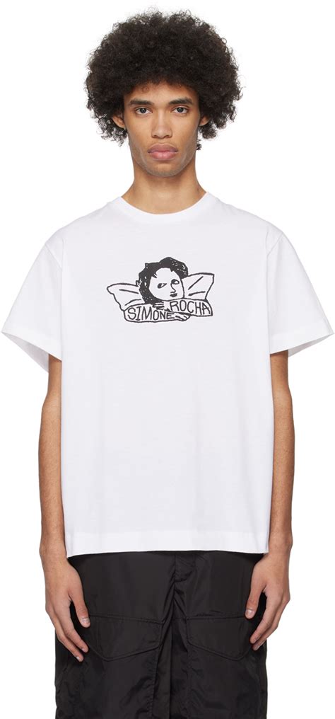 Simone Rocha T shirt blanc à images à logo SSENSE France