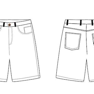 Streetwear Baggy Jean Shorts Jorts Denim Template Vector Mock Up Tech