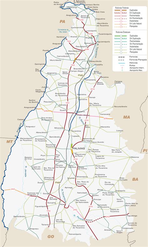 Mapa Do Estado De Tocantins