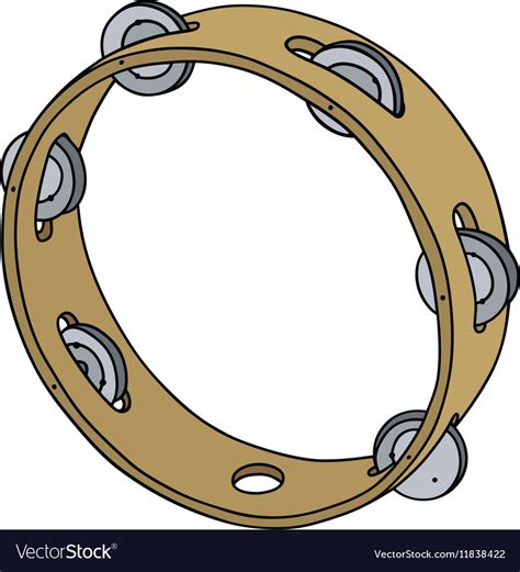 Classic Wooden Tambourine Royalty Free Vector Image