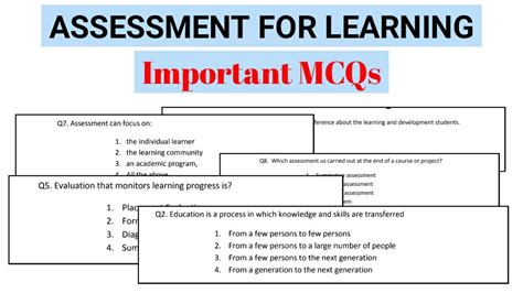 Mcq Questions For Assessment For Learning B Ed Important Questions