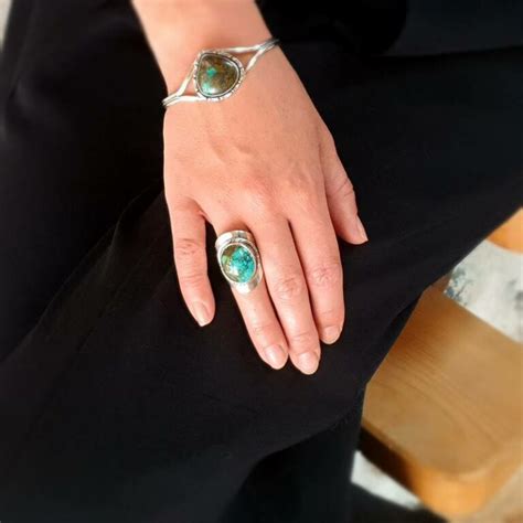 Grosse Bague En Turquoise Naturelle Omyoki Bijoux Quitables