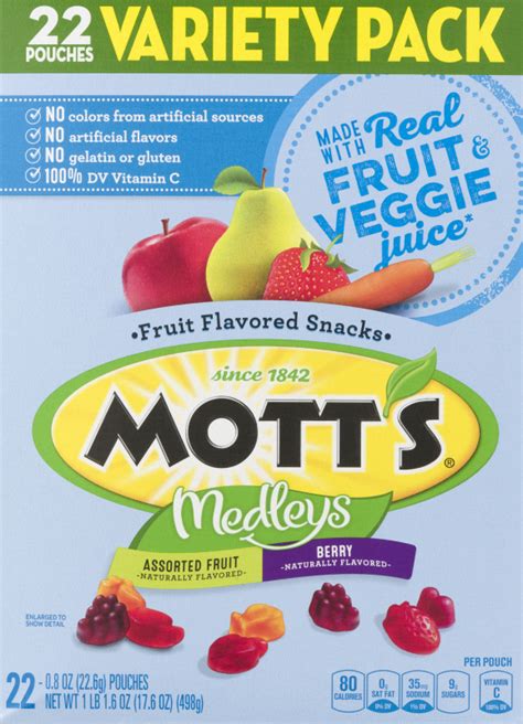 Motts Medleys Fruit Flavored Snacks Assorted Fruit Berry 22 Ct Mott