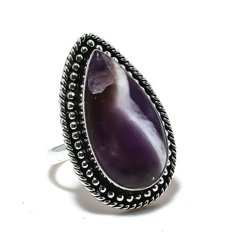 Chevron Amethyst Edelstein Handarbeit Sterlingsilber Schmuckring