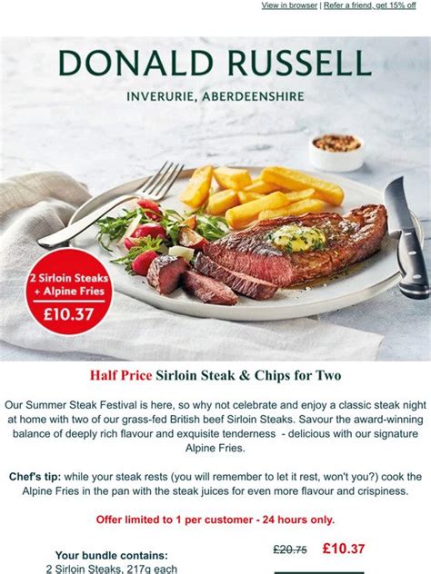 Donald Russell Sirloin Steak Chips For Two Milled