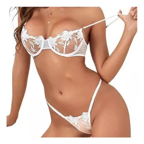 Conjunto De Babydoll De Renda Coordenada Sexy De Lingerie Fe Parcelamento Sem Juros