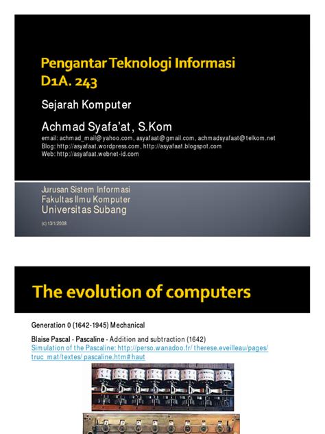 Pengantar Teknologi Informasi Sejarah Komputer Pdf Computing