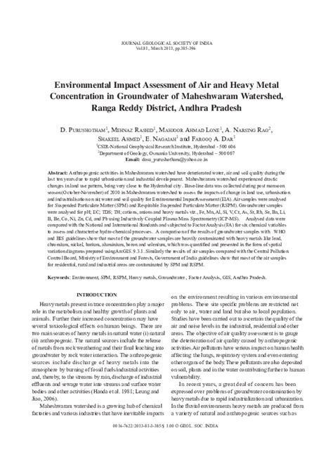 Pdf Environmental Impact Assessment Of Air And Heavy Metal