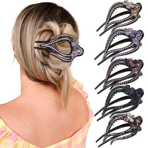 French Concord Flat Hair Clips 6PCS Curved Hair Claw No Slip Hair