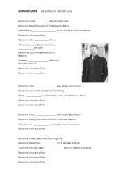 Leonard Cohen Dance Me To The End Of Love Esl Worksheet By Hook