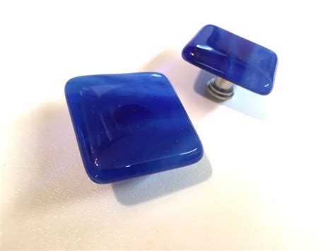 Caribbean Blue Fused Art Glass Cabinet Pull Or Drawer Knob Etsy