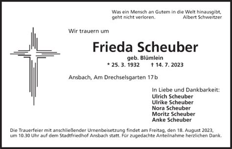 Traueranzeigen Von Frieda Scheuber Trauer Flz De