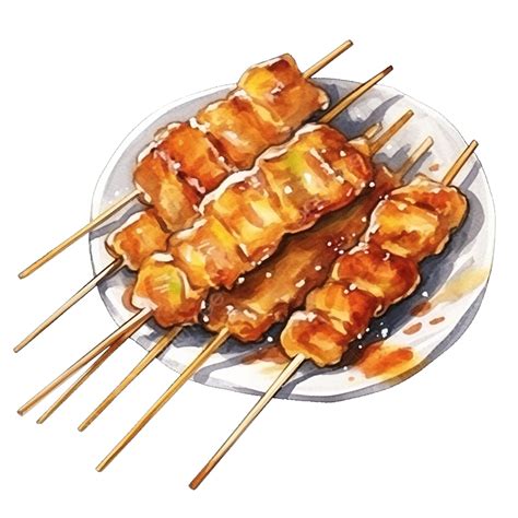 Chicken Satay Illustration Food Indonesia Indonesian Food Png