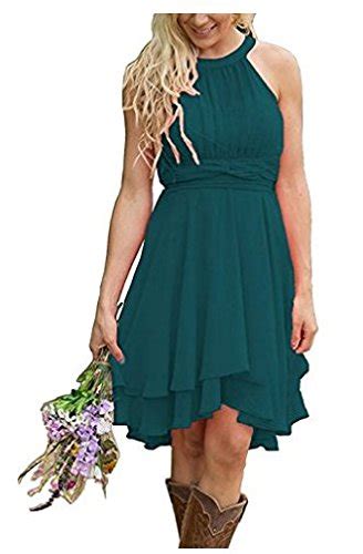 Gemila Womens A Line Halter Chiffon Wedding Guest Country Bridesmaid Dresses