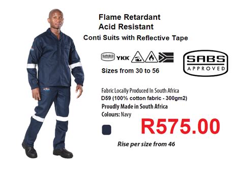 Sabs Approved Navy Flame Retardant And Acid Resistant Conti Suits