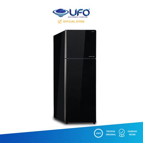 Aqua Kulkas 2 Pintu Glass Door Inverter 270 Liter AQR355IG BK UFO