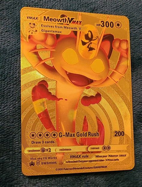 Mavin Meowth VMAX Gigantamax Gold Foil Pokemon Card 300hp 200dmg