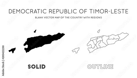 Timor-Leste map. Blank vector map of the Country with regions. Borders of Timor-Leste for your ...