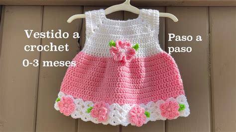 Vestido para bebe tejido a crochet 0 3 meses paso a paso super fácil