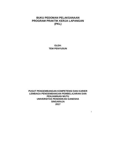 Pdf Buku Pedoman Pelaksanaan Program Praktik Kerja Lapangan Pkl Lp M