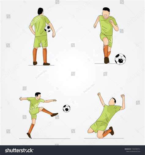 Set Different Soccer Players Different Positions Stock Vector (Royalty