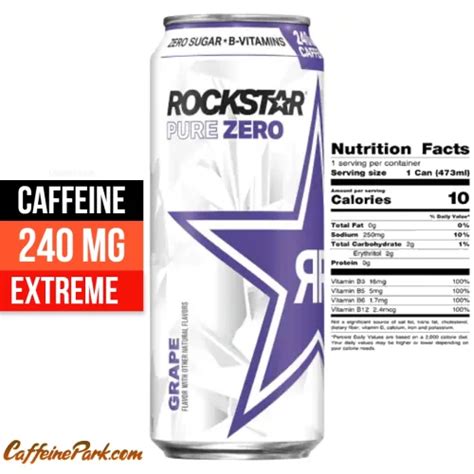 Rockstar Pure Zero Caffeine contains about 15mg of caffeine per fluid ...