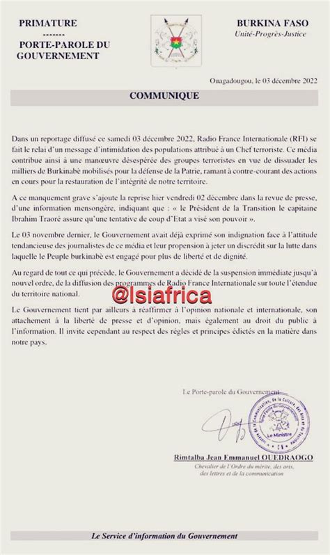 Lsi Africa On Twitter Urgent Le Gouvernement Du Burkina Faso