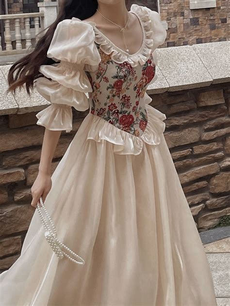 Cottagecore Fairy Style Floral Dress Сottagecore Clothes