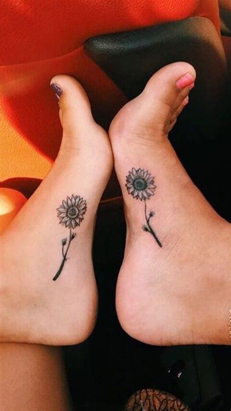 Matching Sunflower Tattoos For Sisters