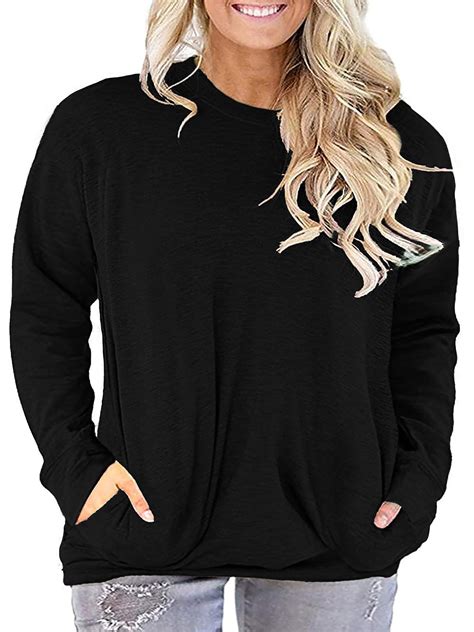 Lanremon Fall Long Sleeve Oversized T Shirts For Women Casual Round