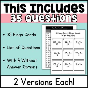 Multiplication Bingo Game Fact Fluency Review Activity Math