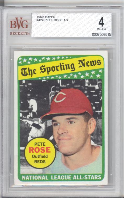 Bgs Bvg 4 Vg Ex 1969 Topps 424 Pete Rose Hof All Star Cincinnati Reds