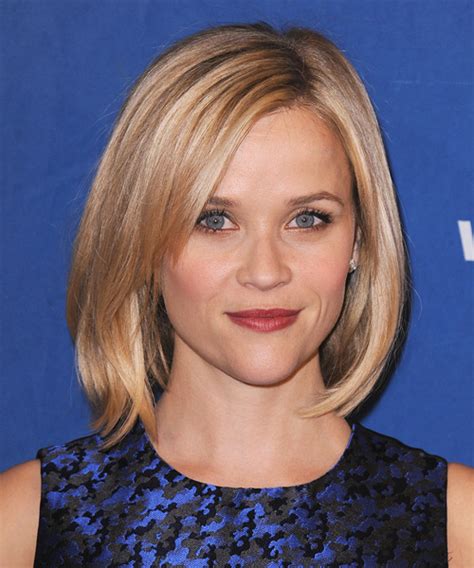 Reese Witherspoon Medium Straight Strawberry Blonde Bob Haircut with ...