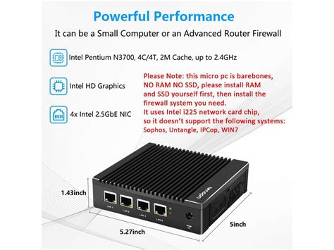 Vnopn Micro Firewall Appliance Intel I Nic Ports Fanless Mini Pc