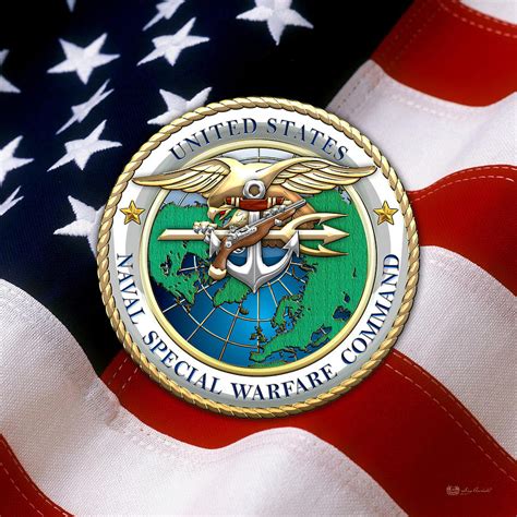 Naval Special Warfare Command N S W C Emblem Over American Flag