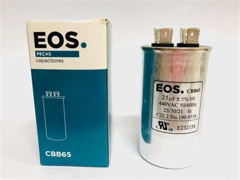 Capacitor CBB65 25 Uf MFD 440 VAC EOS Ar e Ventilação D31020